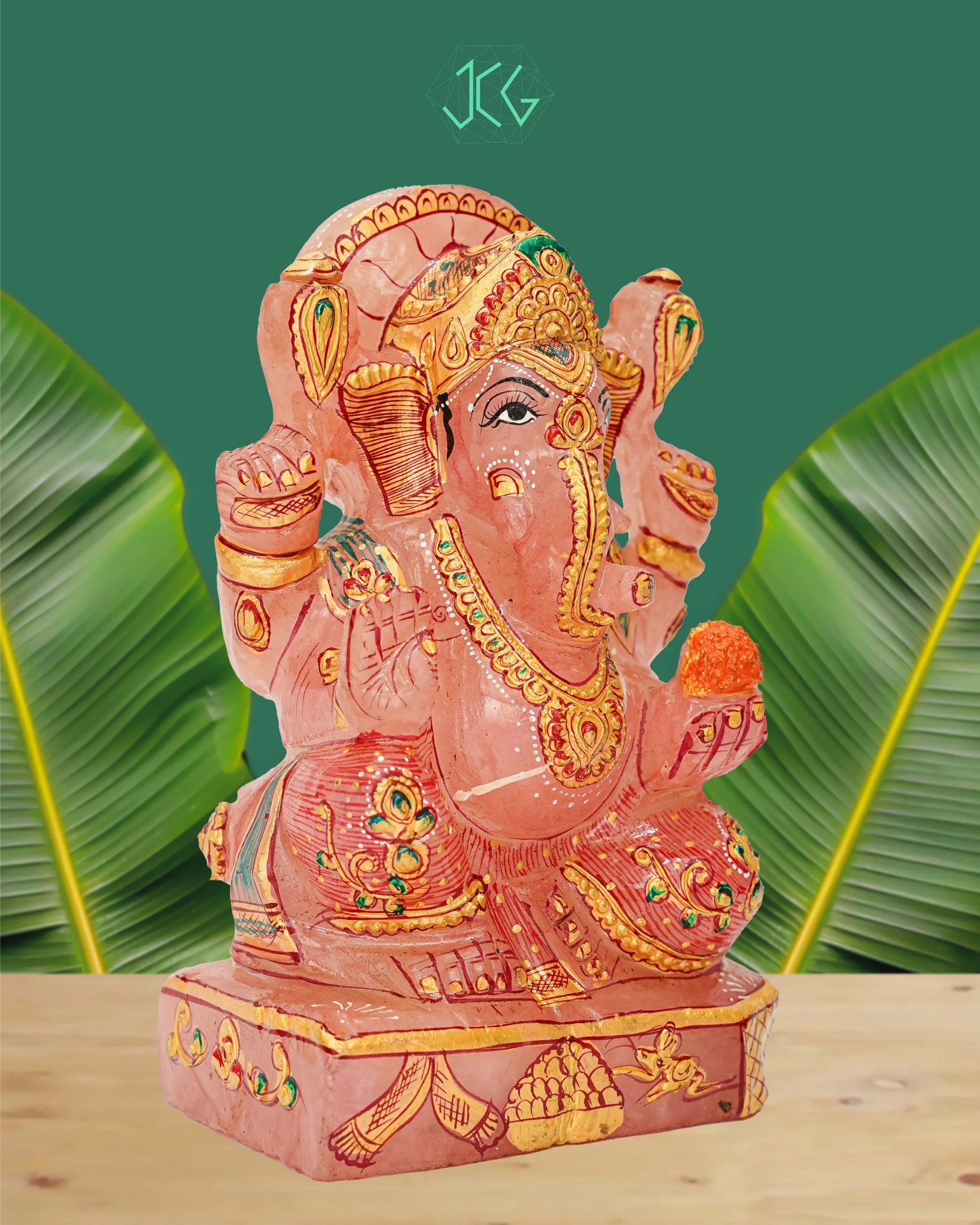 Rose Quartz Ganesha Jaipur Crystal Gems