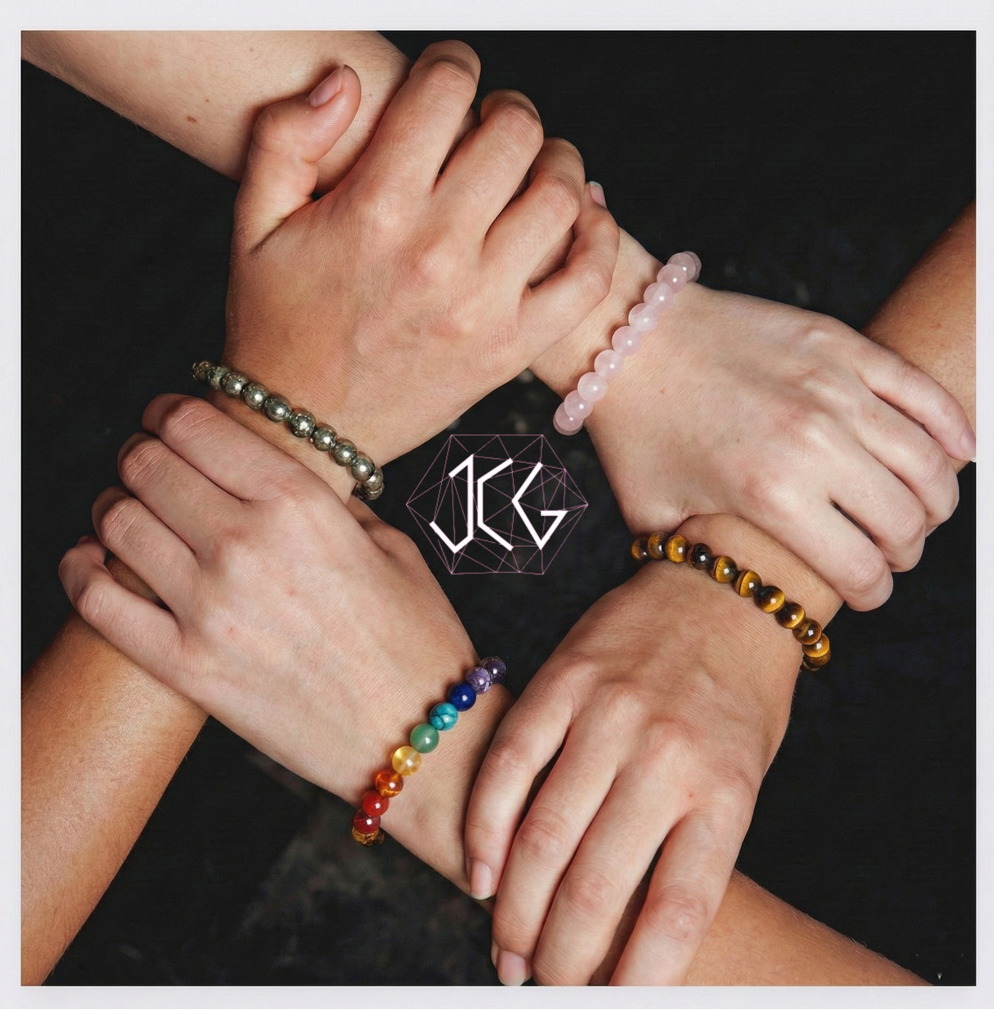 Unity Energy Bracelet – Pyrite, Rose Quartz, 7 Chakra & Tiger’s Eye for Abundance, Love & Protection