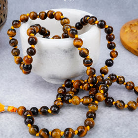 Natural Tiger Eye Mala (108 Beads) (With Certificate)