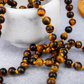 Natural Tiger Eye Mala (108 Beads) (With Certificate)