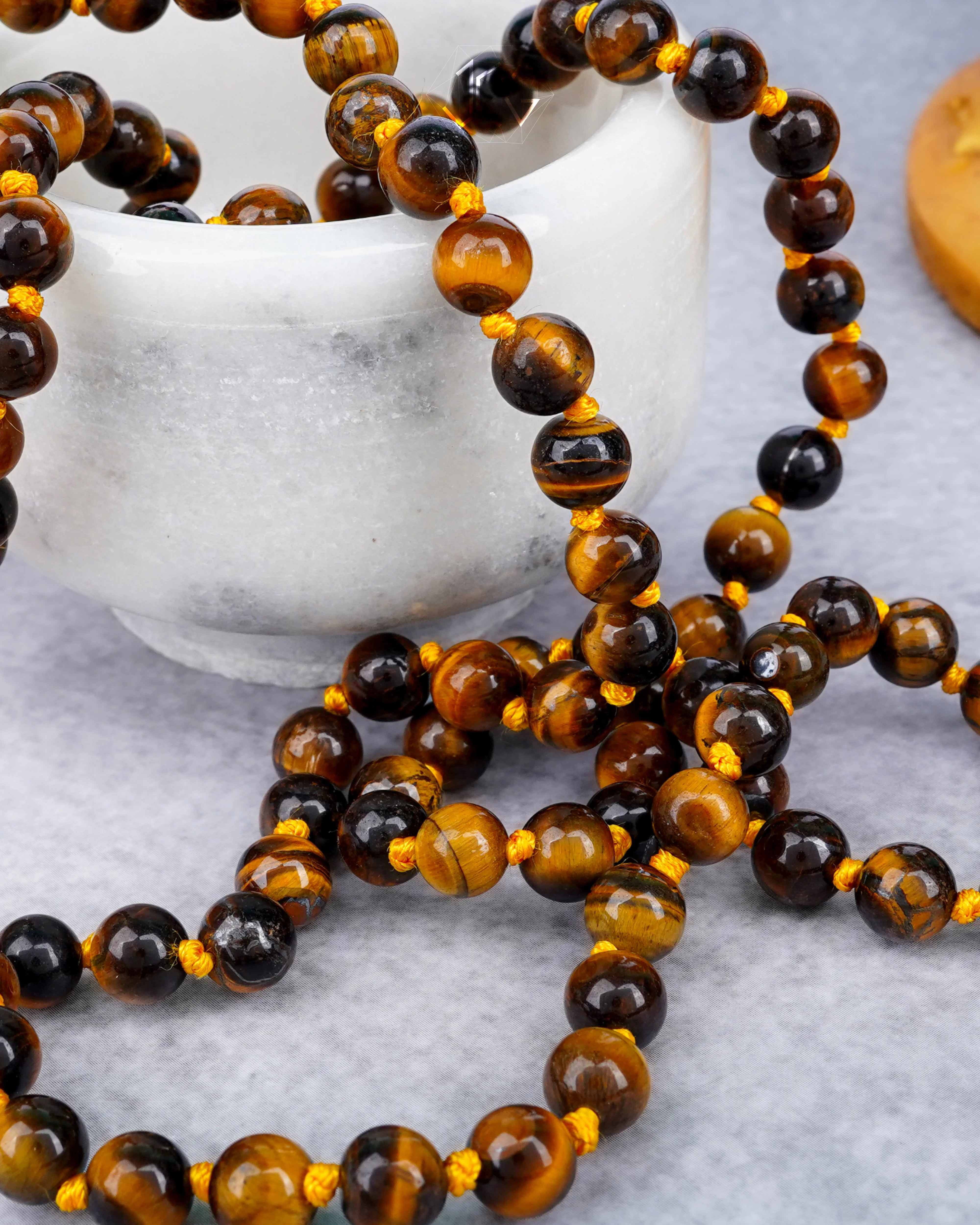 Natural Tiger Eye Mala (108 Beads) (With Certificate)
