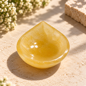 Natural Yellow Aventurine Crystal Diya (With Certificate)