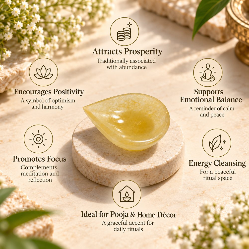 Natural Yellow Aventurine Crystal Diya (With Certificate)