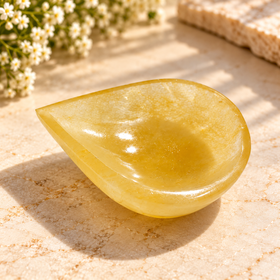 Natural Yellow Aventurine Crystal Diya (With Certificate)