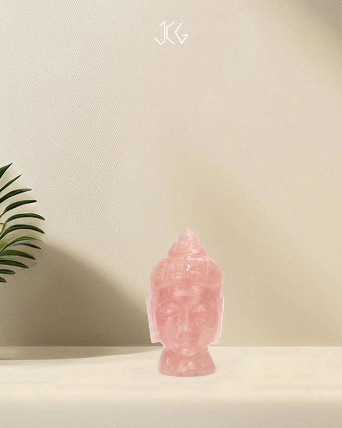 Rose Quartz Buddha head - Jaipur Crystal Gems