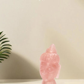 Rose Quartz Buddha head Jaipur Crystal Gems