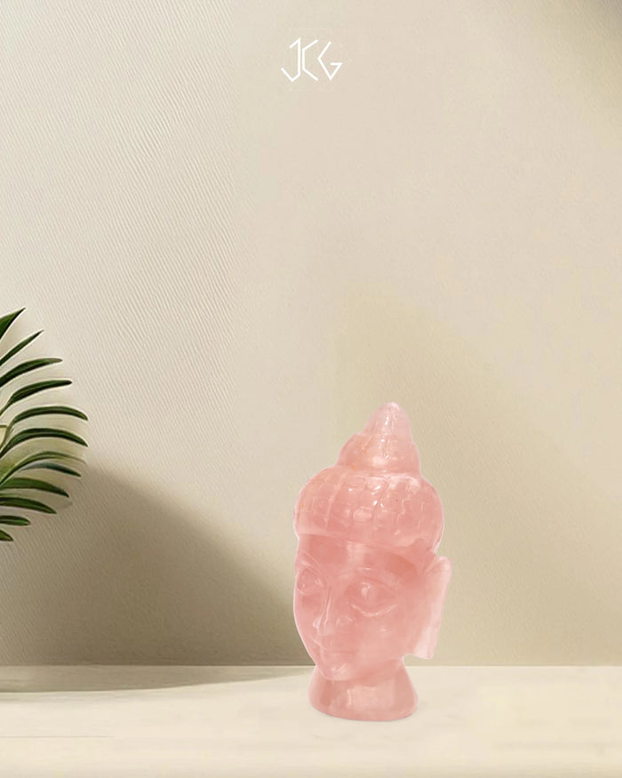 Rose Quartz Buddha head Jaipur Crystal Gems