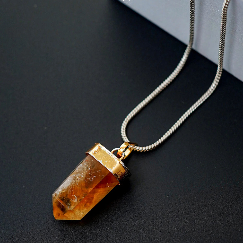 Citrine Pencil Pendant - Jaipur Crystal Gems
