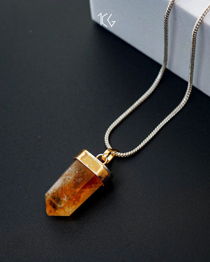 Citrine Pencil Pendant - Jaipur Crystal Gems