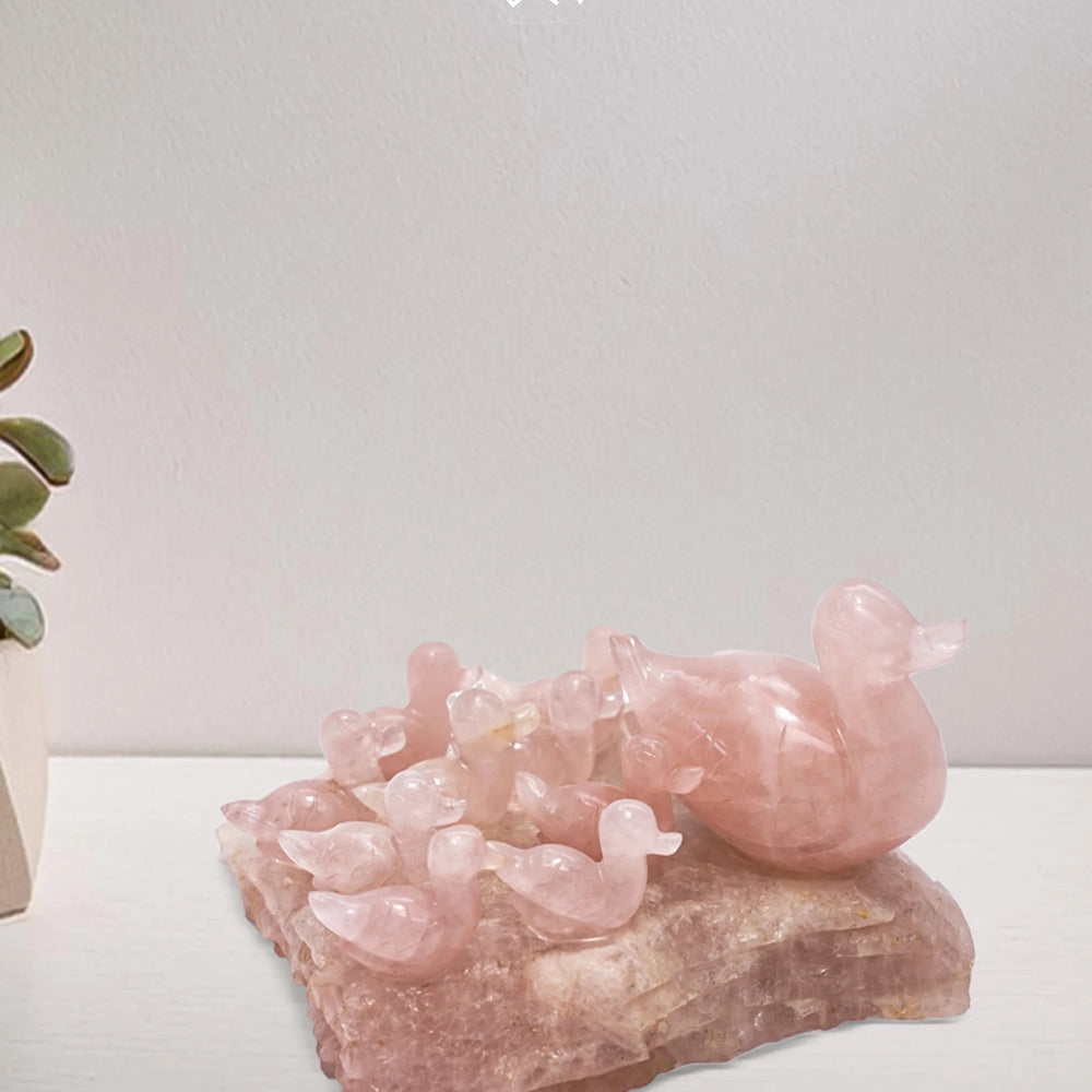 Rose Quartz Duck Family Jaipur Crystal Gems