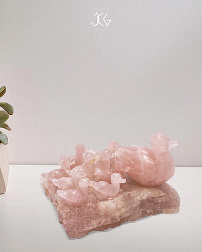Rose Quartz Duck Family Jaipur Crystal Gems
