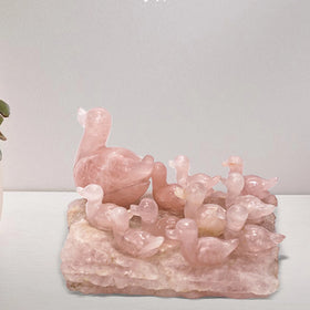 Rose Quartz Duck Family Jaipur Crystal Gems