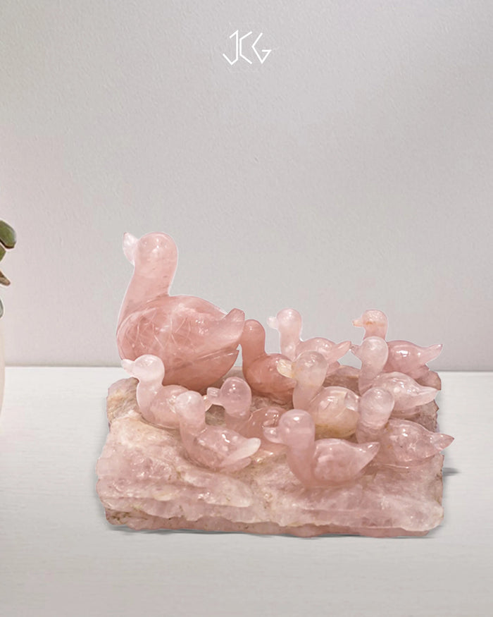 Rose Quartz Duck Family Jaipur Crystal Gems