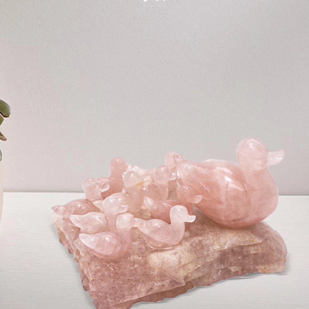 Rose Quartz Duck Family Jaipur Crystal Gems