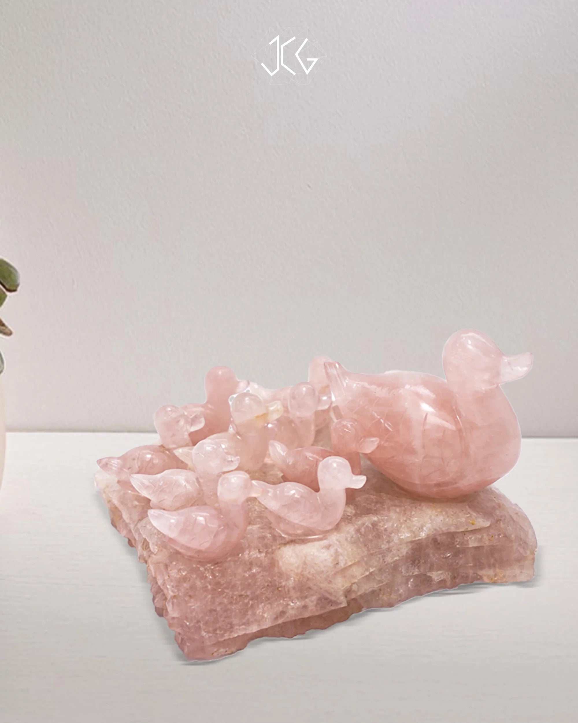 Rose Quartz Duck Family Jaipur Crystal Gems