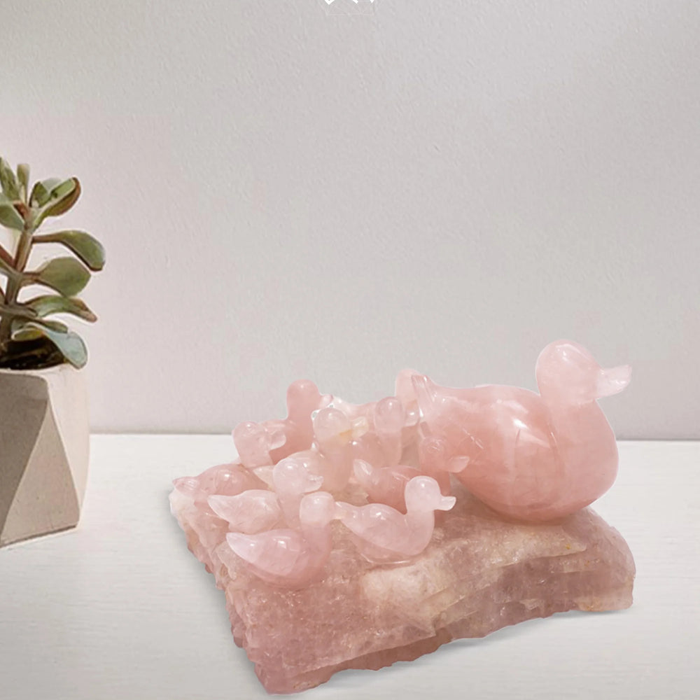 Rose Quartz Duck Family Jaipur Crystal Gems