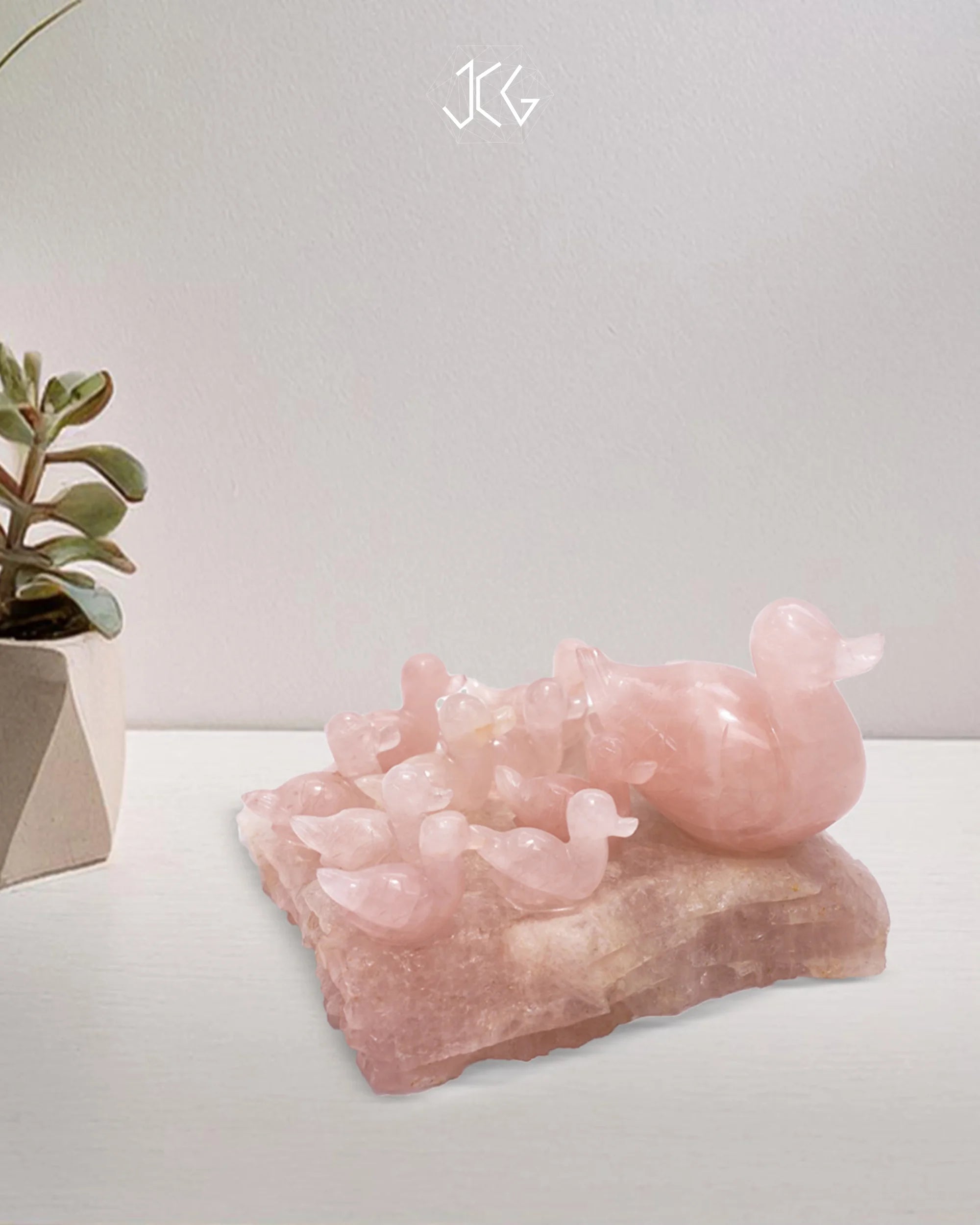 Rose Quartz Duck Family Jaipur Crystal Gems