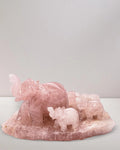 Rose Quartz Elephant Family Jaipur Crystal Gems