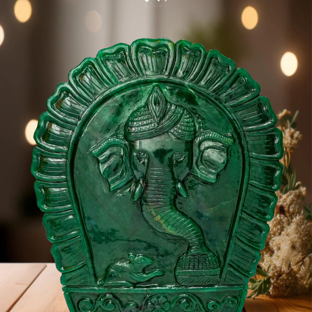 Green Jade Ganesha (Large) Jaipur Crystal Gems
