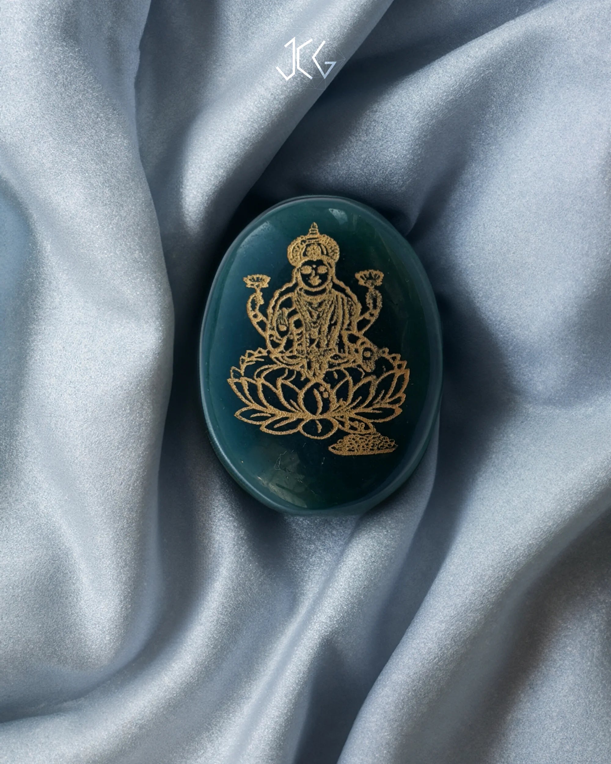Green Aventurine Laxmi Zibu Coin - Jaipur Crystal Gems