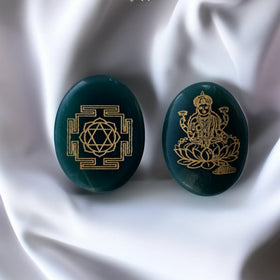 Green Aventurine Laxmi Zibu Coin - Jaipur Crystal Gems