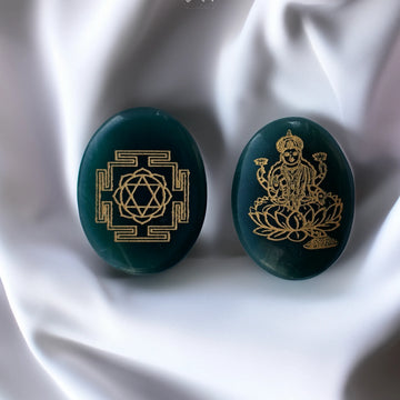 Green Aventurine Laxmi Zibu Coin