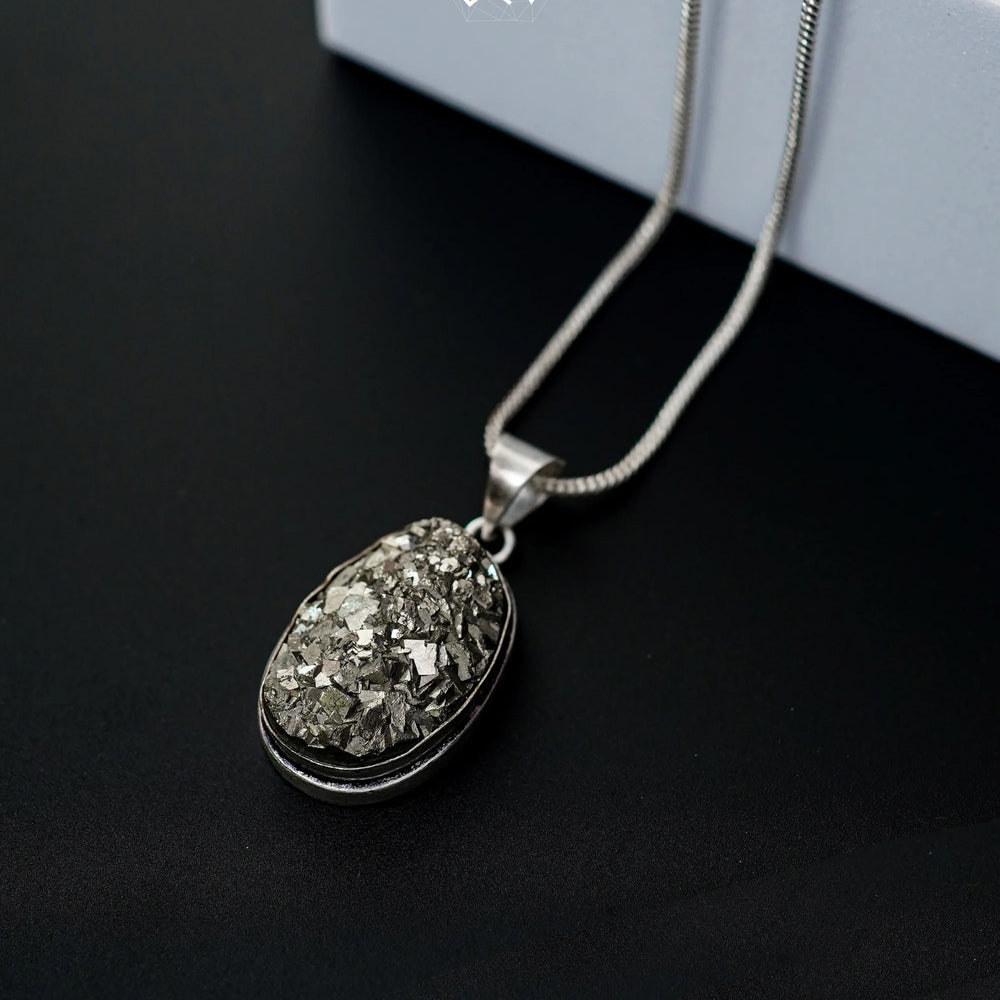 Oval Pyrite Pendant - Jaipur Crystal Gems