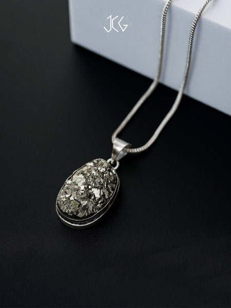 Oval Pyrite Pendant - Jaipur Crystal Gems