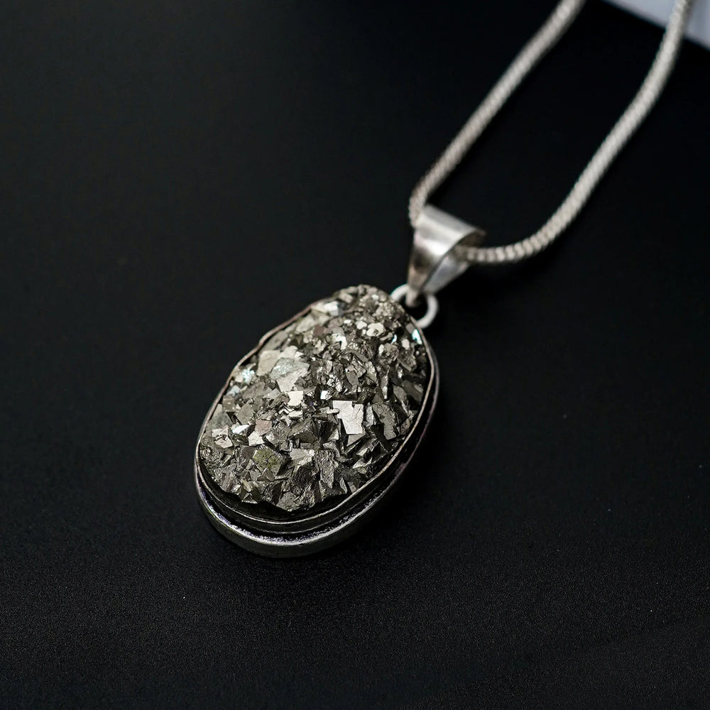 Oval Pyrite Pendant - Jaipur Crystal Gems