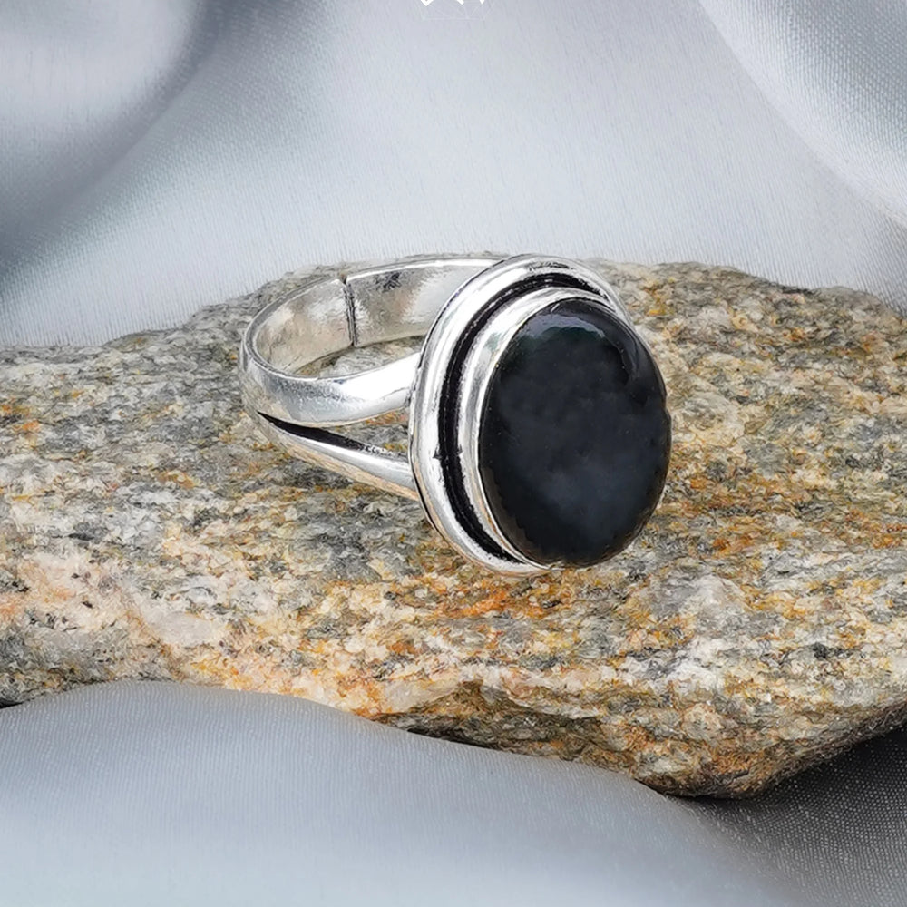 Polished Black Tourmaline Ring - Jaipur Crystal Gems