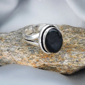 Polished Black Tourmaline Ring - Jaipur Crystal Gems