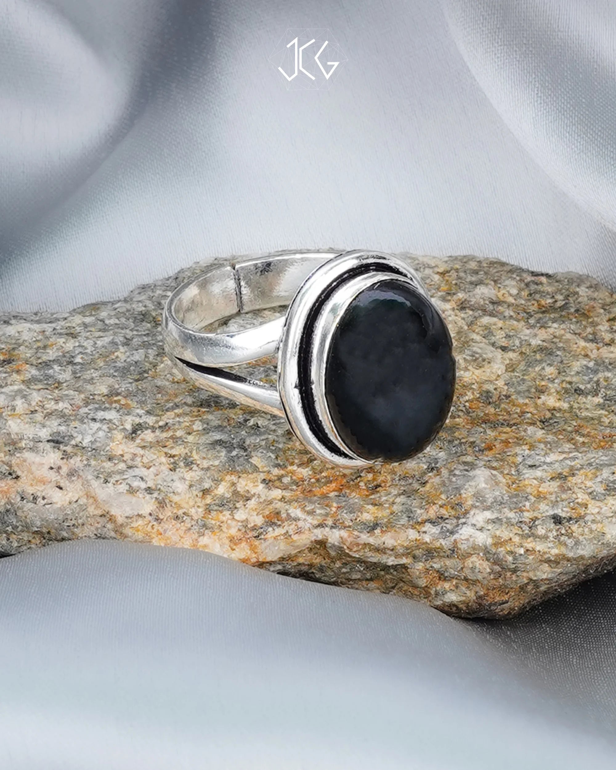 Polished Black Tourmaline Ring - Jaipur Crystal Gems