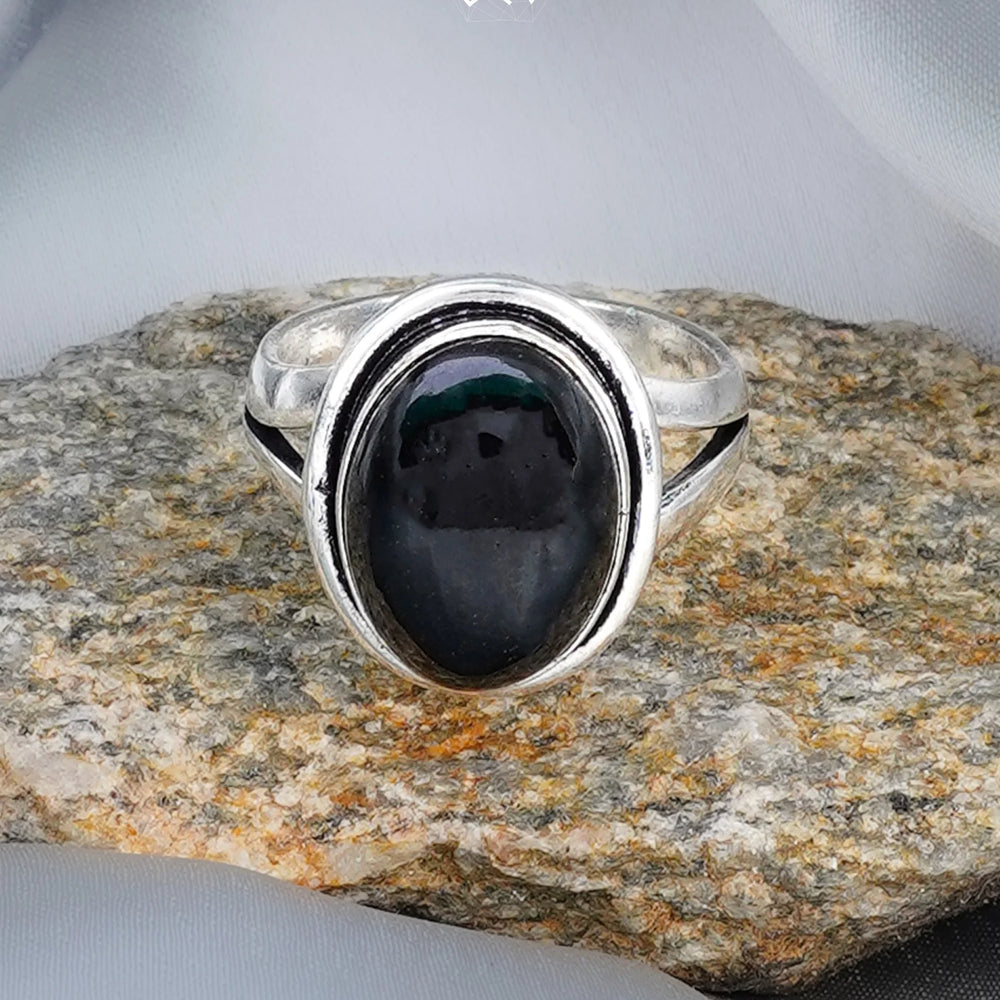 Polished Black Tourmaline Ring - Jaipur Crystal Gems