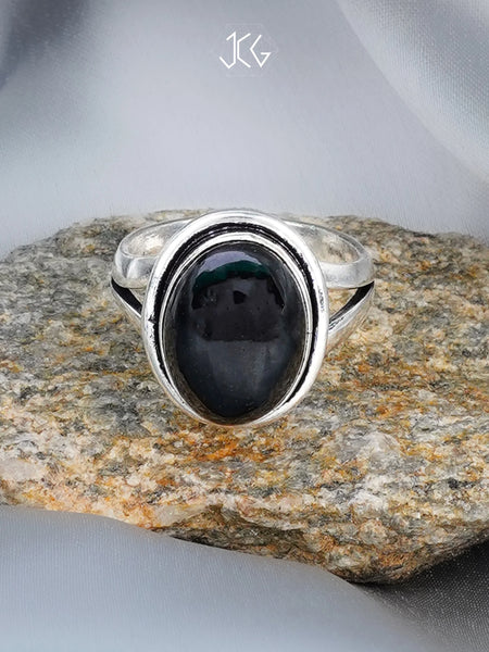 Polished Black Tourmaline Ring - Jaipur Crystal Gems