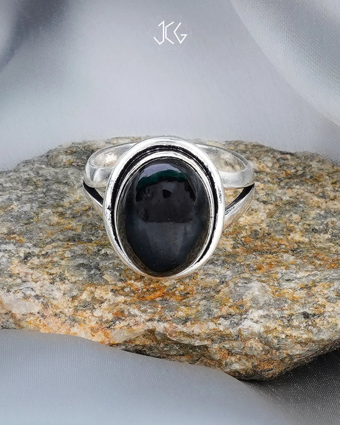 Polished Black Tourmaline Ring - Jaipur Crystal Gems