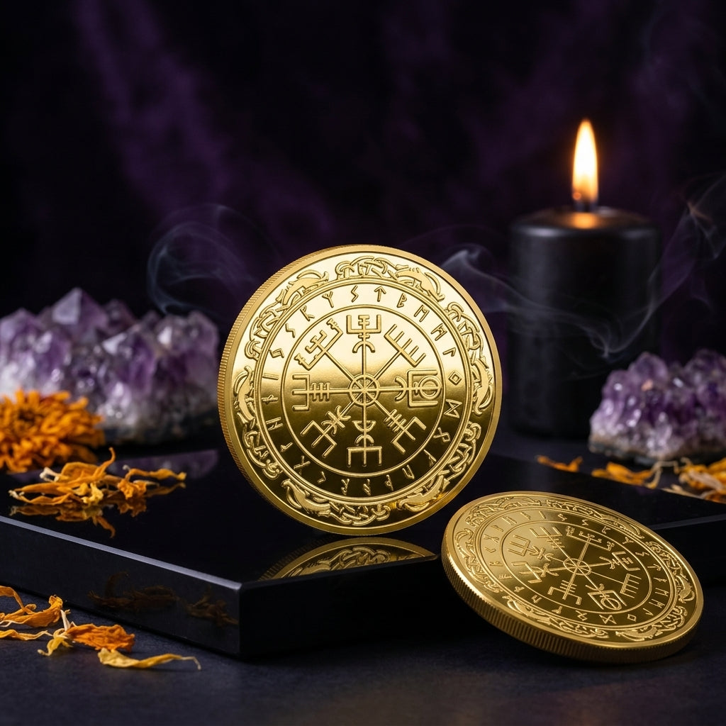 Vegvisir Compass Symbol Decorative Coin