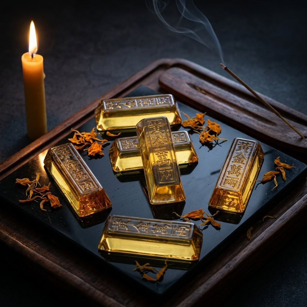 Feng Shui Glass Gold Bar – Bar of Abundance & Security