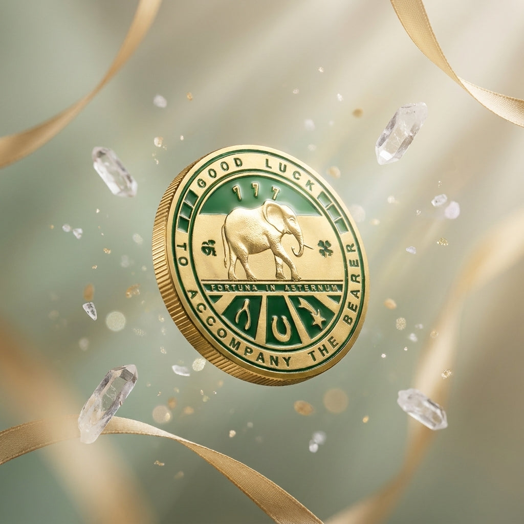 Lucky Elephant & Four Leaf Clover Coin