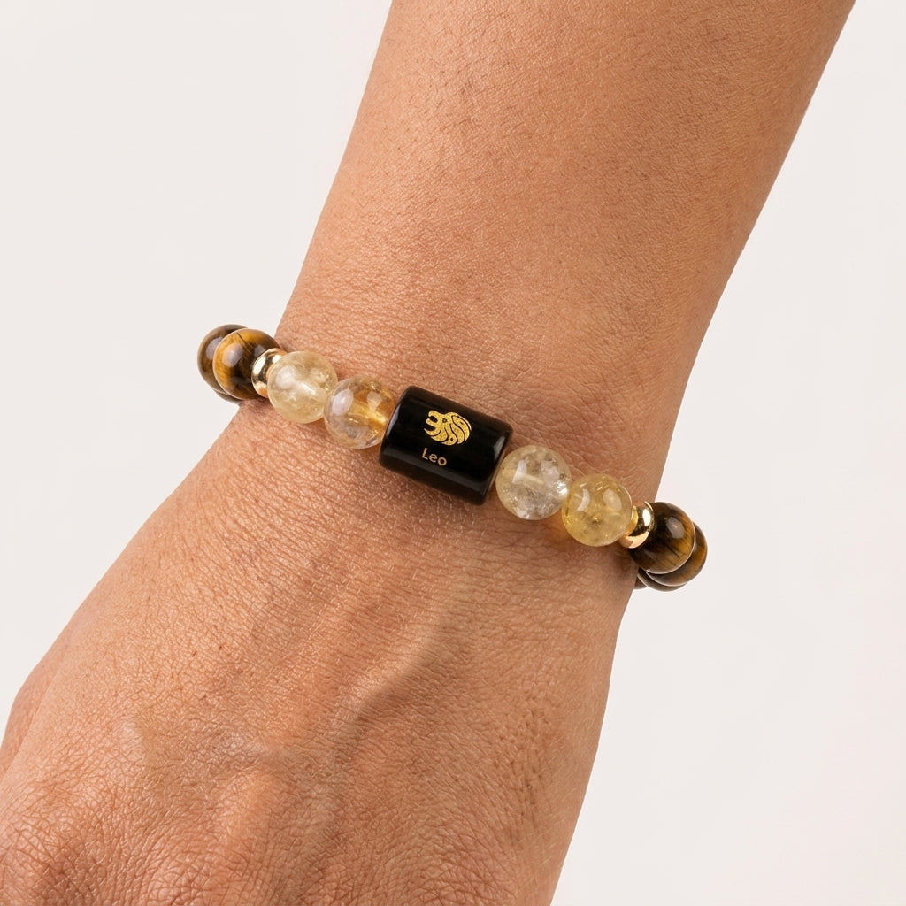 Leo (सिंह राशि) Zodiac Tiger Eye & Citrine Bracelet (With Certificate)