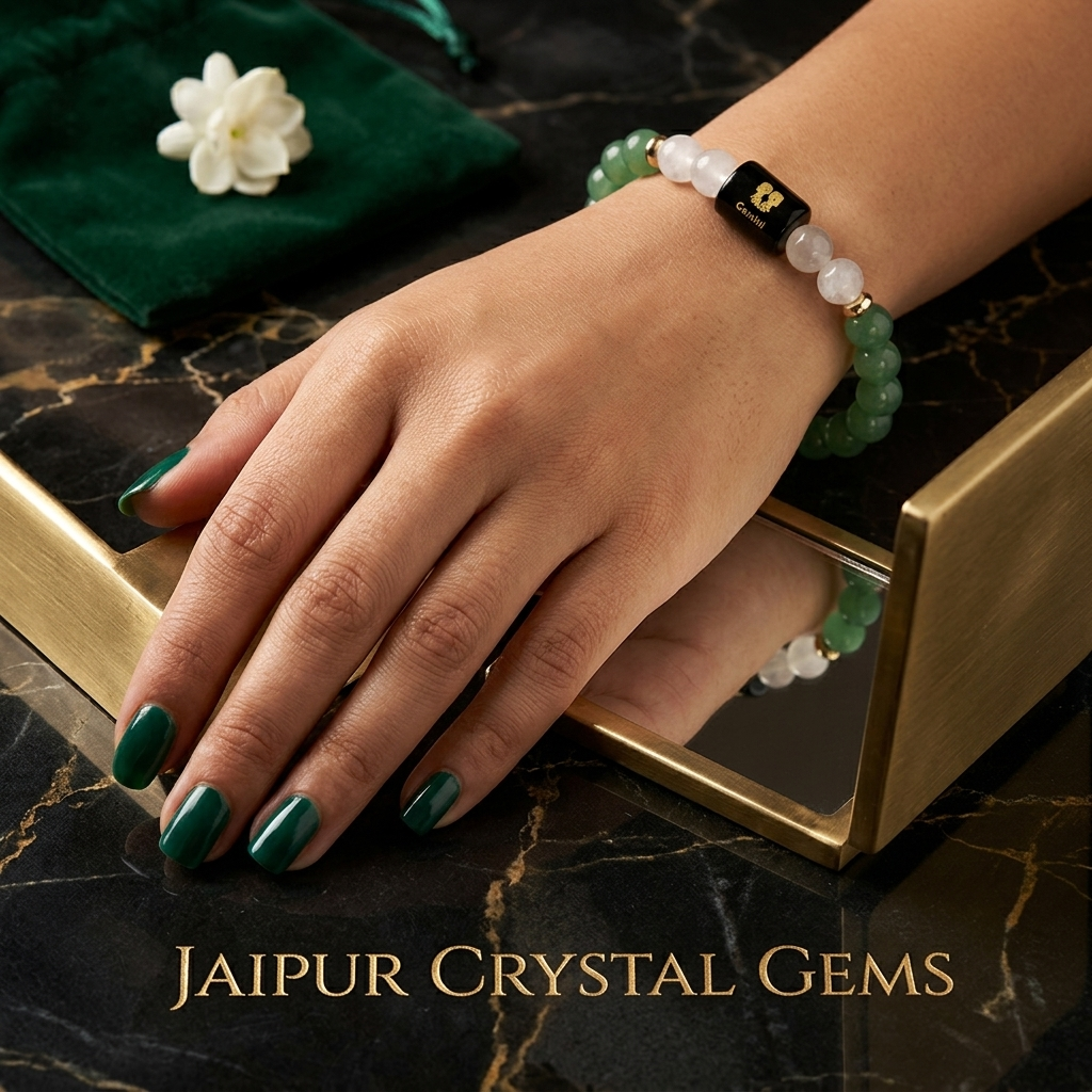 Gemini (मिथुन राशि) Zodiac Green Aventurine & Milky Quartz Bracelet (With Certificate)