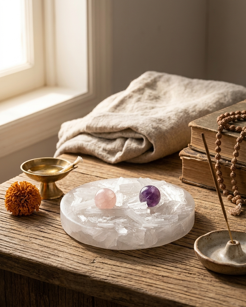 Selenite Raw Crystal Charging Plate