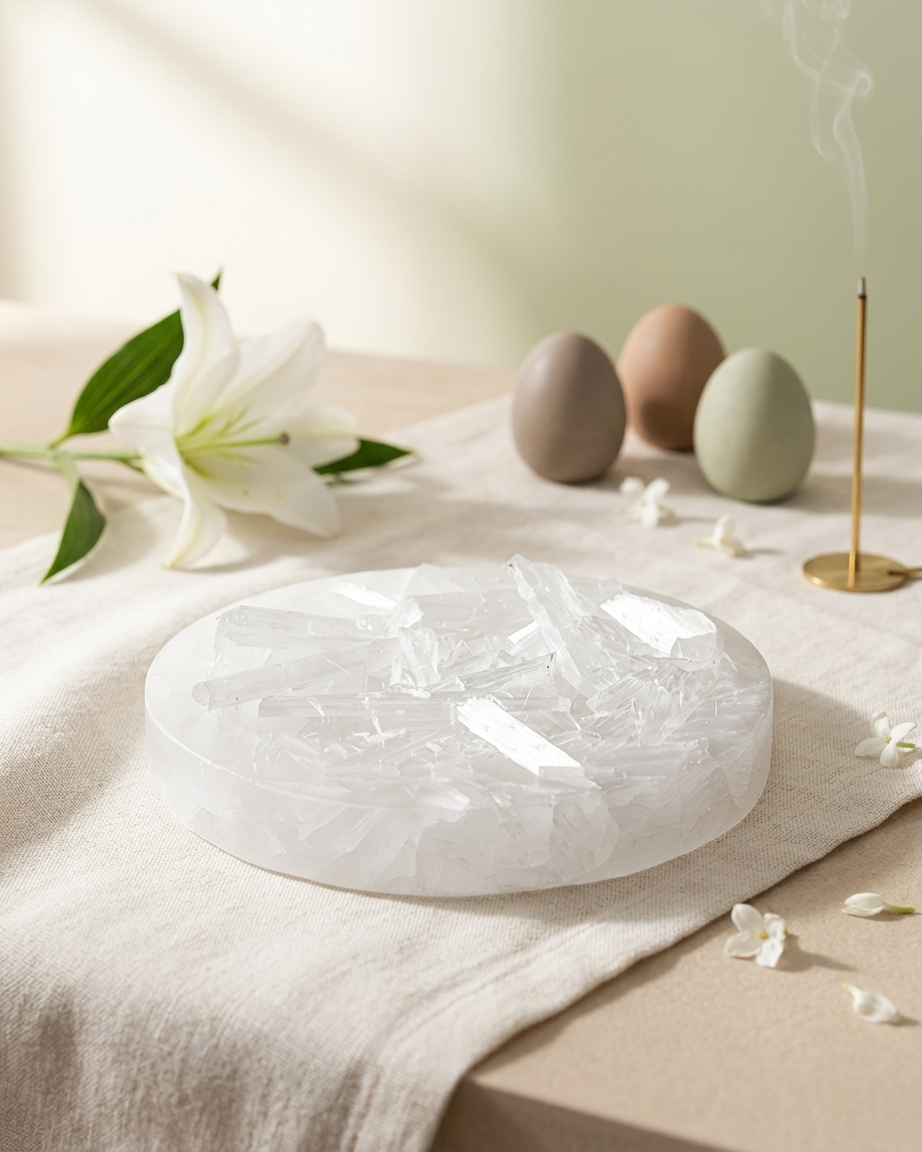 Selenite Raw Crystal Charging Plate