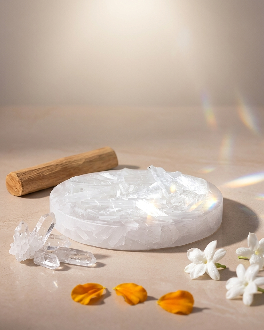 Selenite Raw Crystal Charging Plate