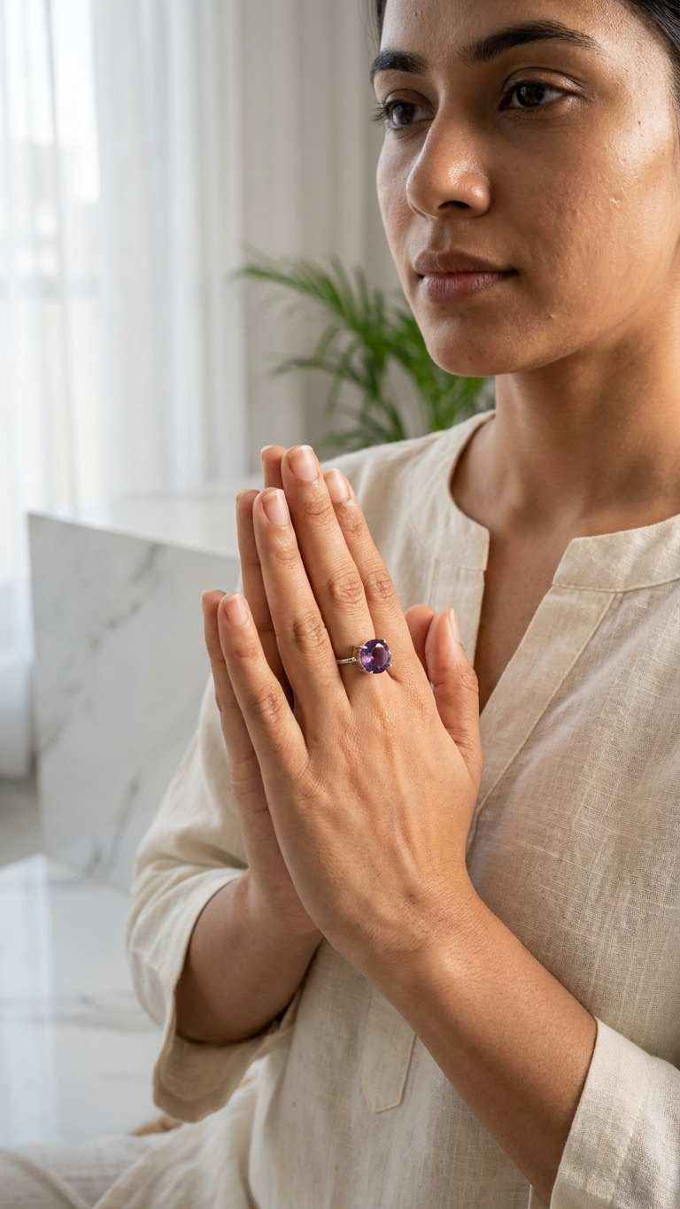 Natural Amethyst Cut Ring (With Certificate)