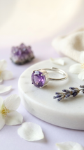 Natural Amethyst Cut Ring (With Certificate)