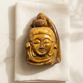 Natural Tiger Eye Lord Shiva Carving (With Certificate) – Hand Carved Crystal | 480g