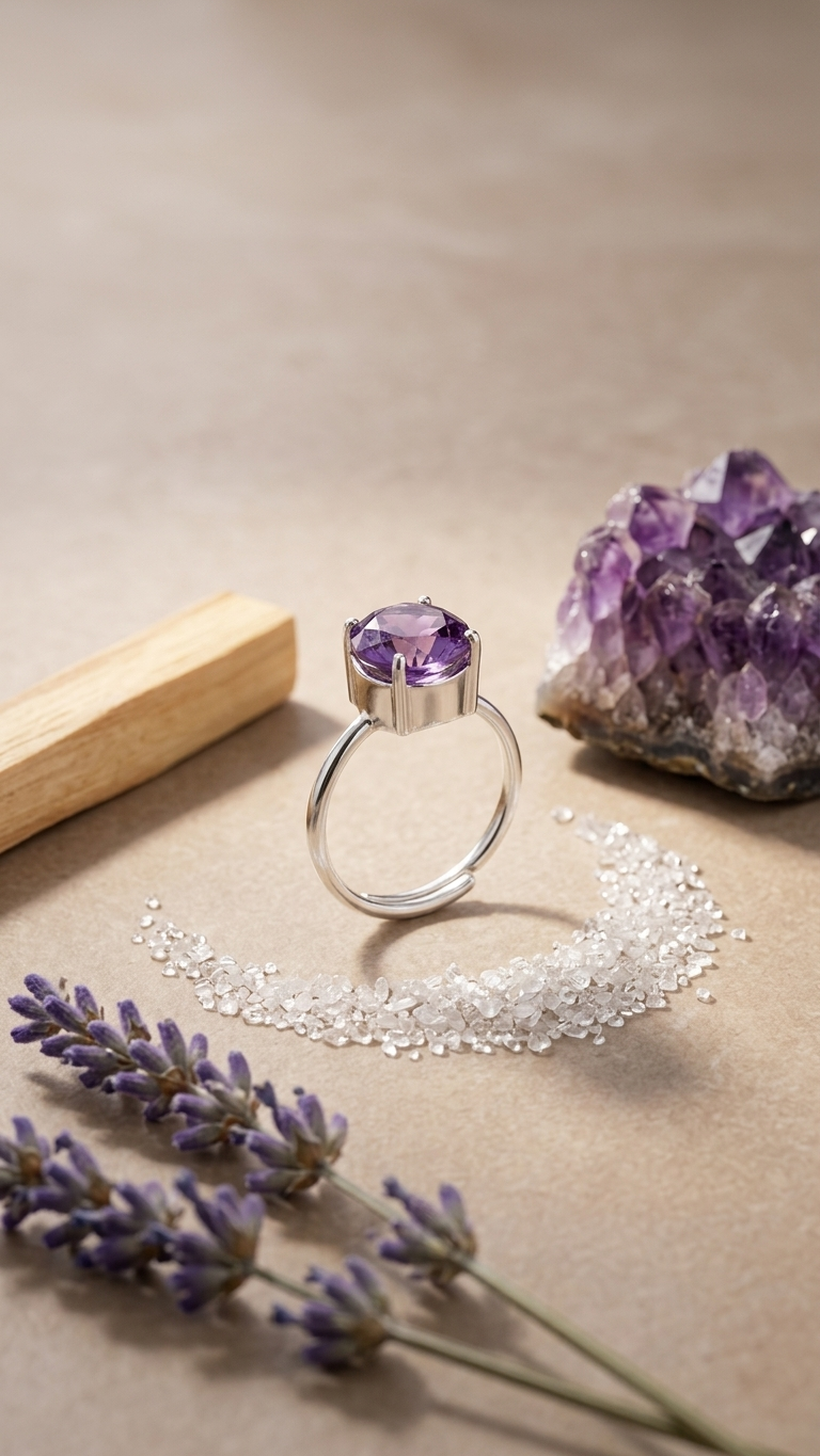 Natural Amethyst Cut Ring (With Certificate)