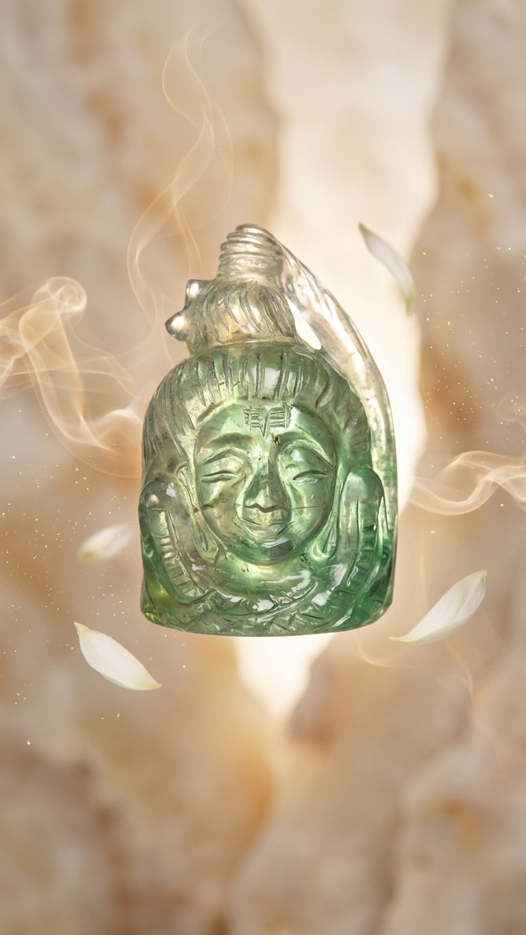 Natural Green Aventurine Lord Shiva Carving (With Certificate) – Hand Carved Crystal | 204g