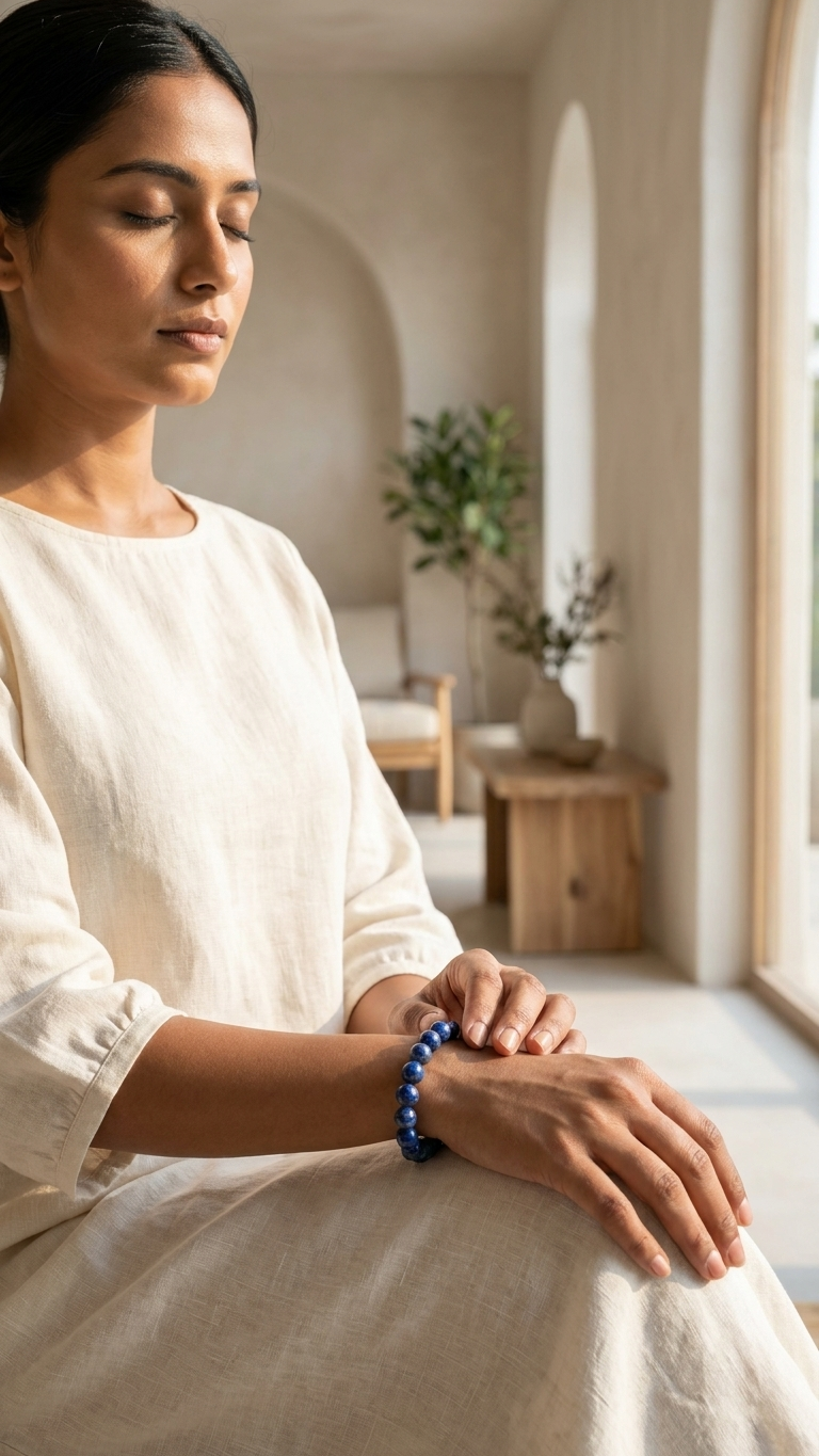 Natural Lapis Lazuli Power Bracelet (With Certificate)