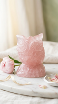 Natural Rose Quartz Owl (With Certificate) | 454g